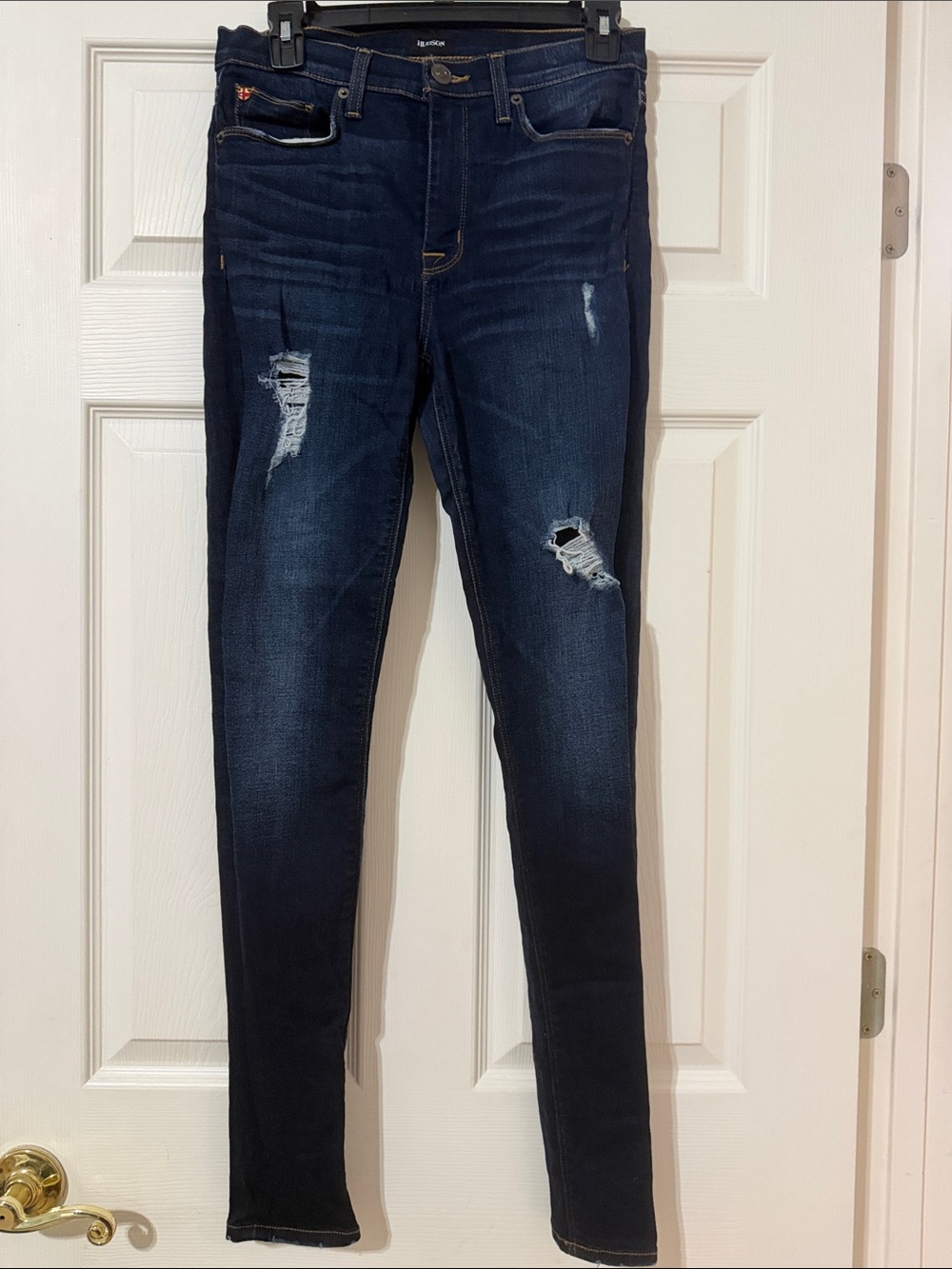 Hudson Jeans Women’s Dark Indigo Distressed Skinny Jeans